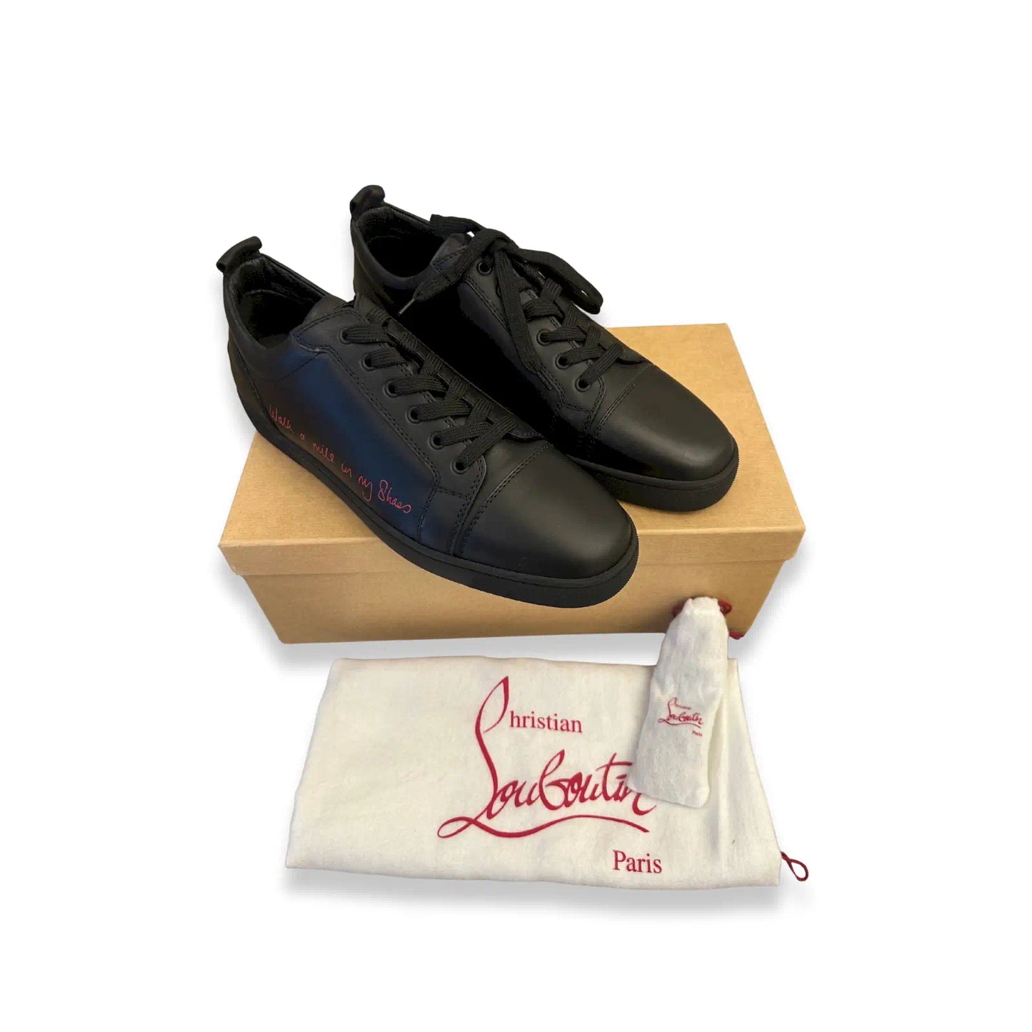 CHRISTIAN LOUBOUTIN BLACK LOUIS JUNIOR SNEAKERS