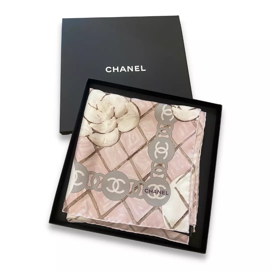 CHANEL CAMELIA SILK SCARF