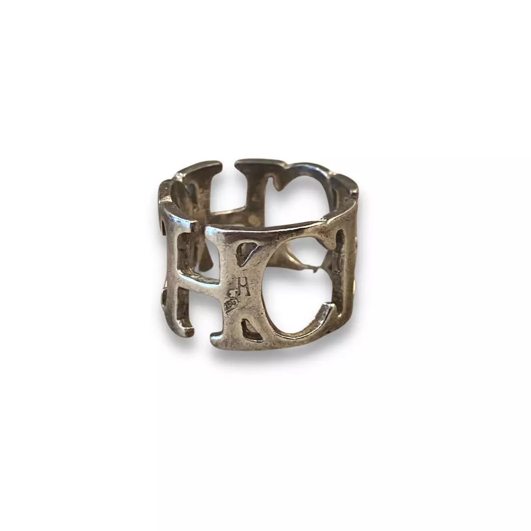 CAROLINA HERRERA SILVER LOGO RING