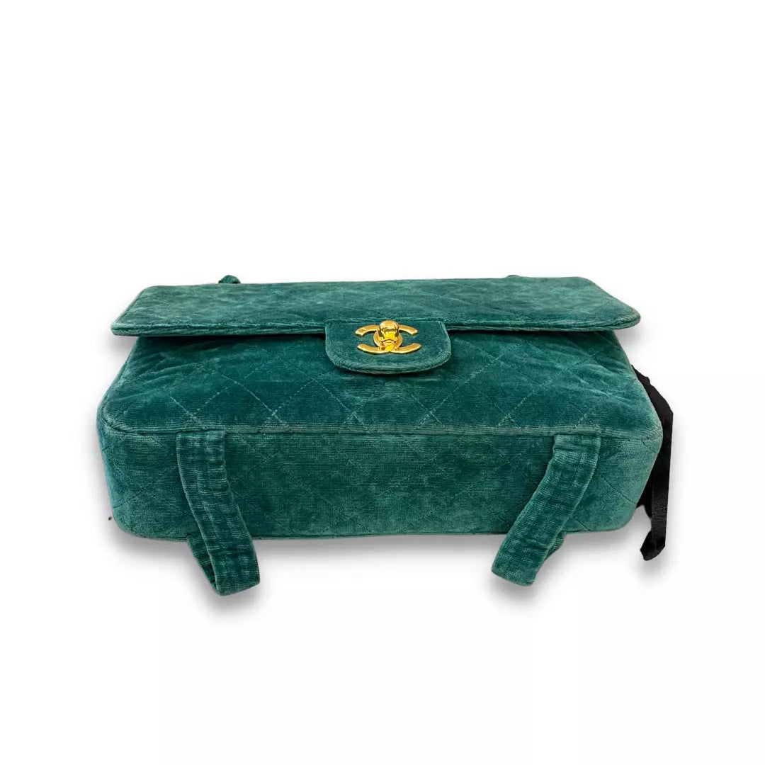 CHANEL GREEN VELVET TIMELESS VELOURS BAG
