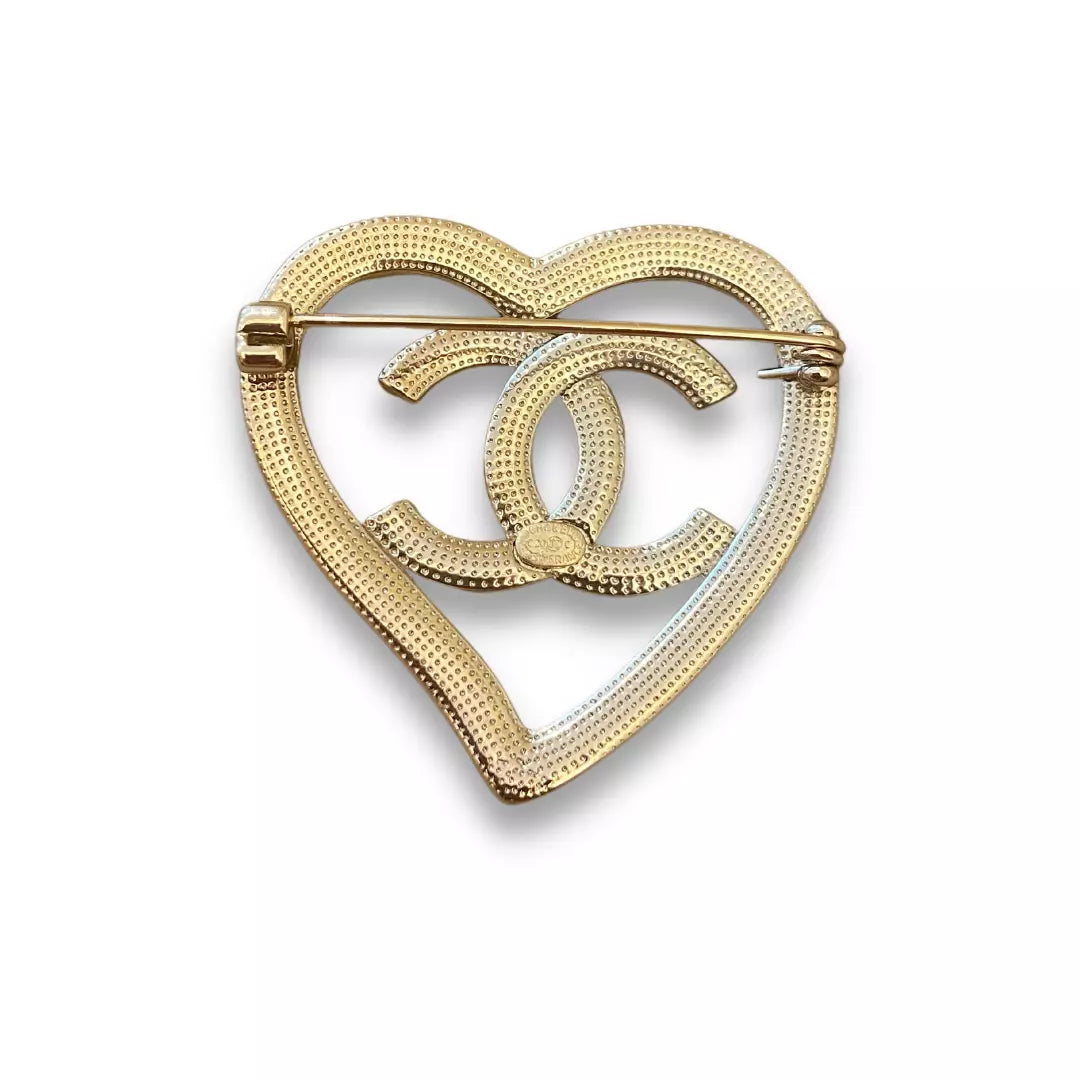 CHANEL HEART CC METAL BROOCH