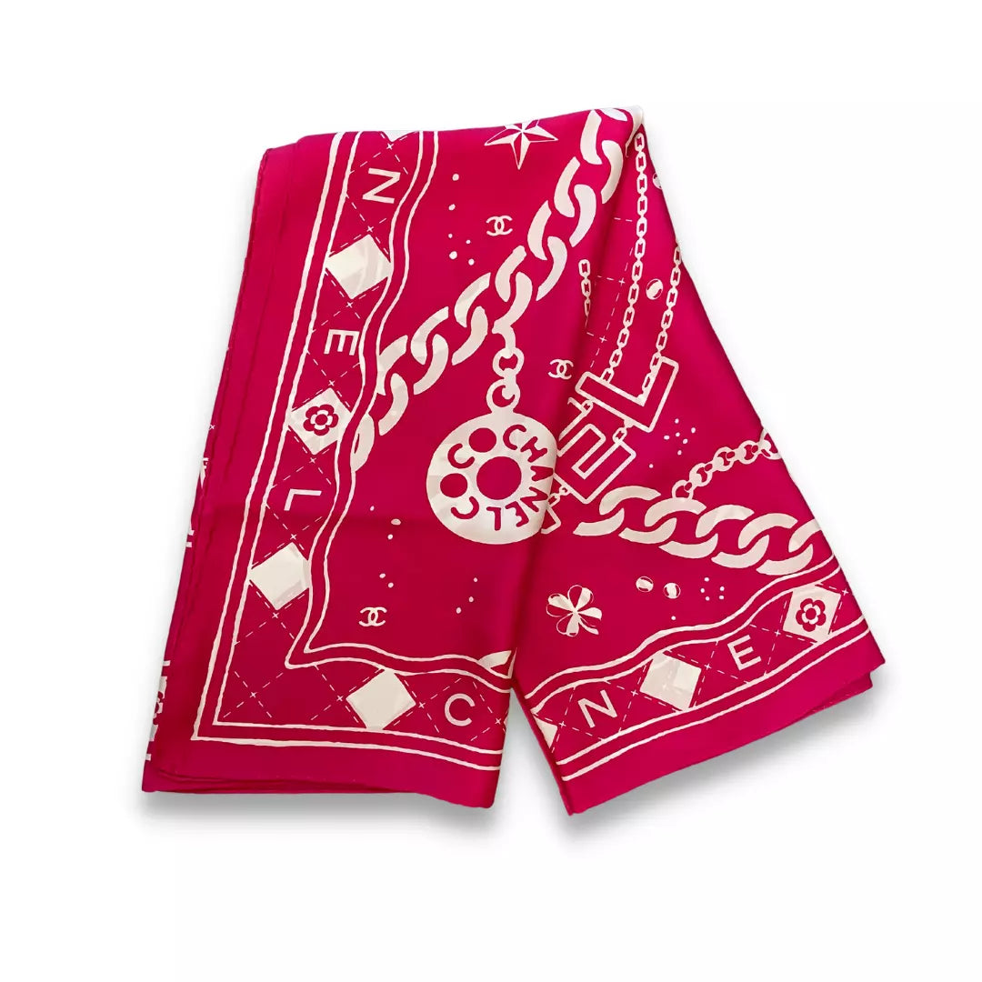 CHANEL PINK SILK SCARF