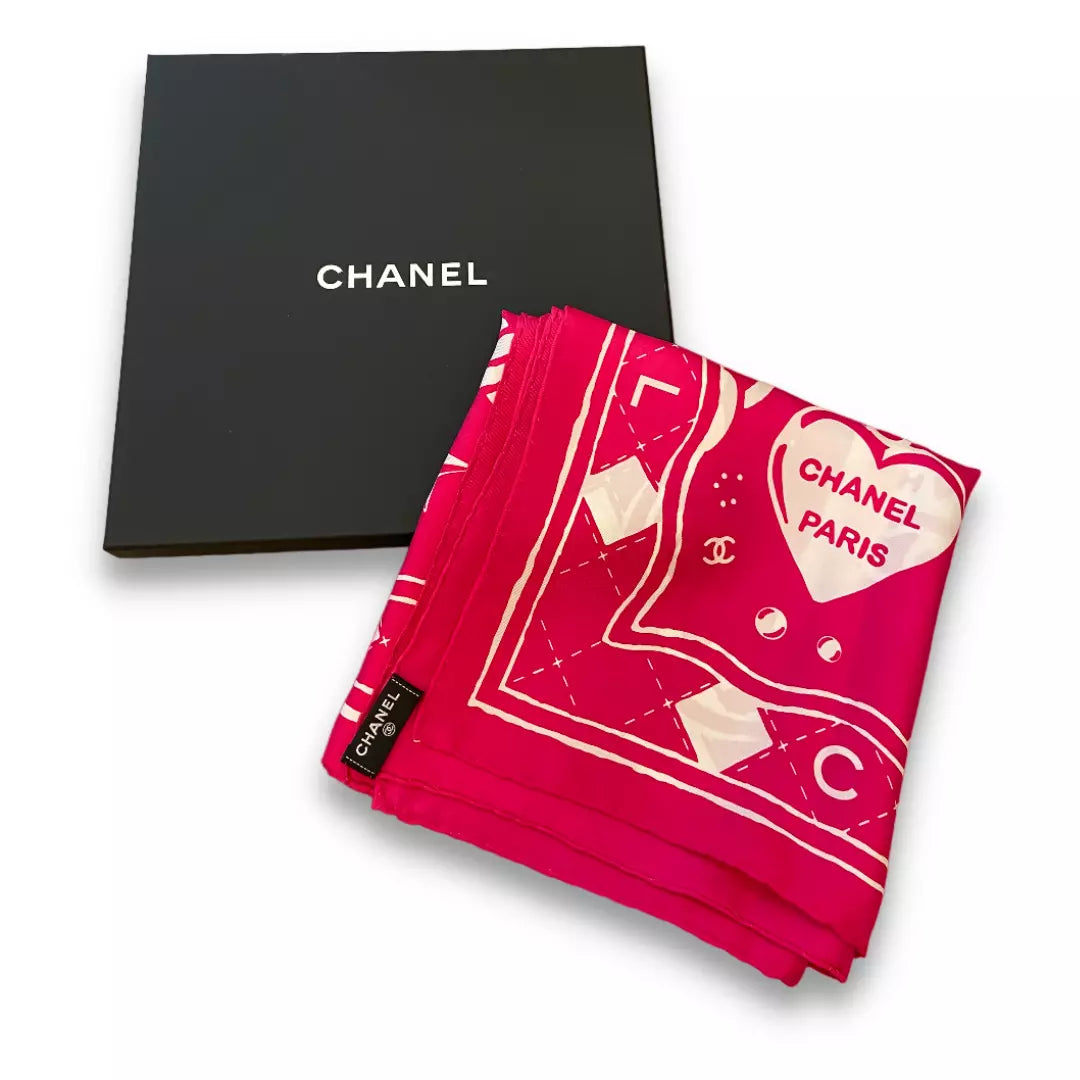 CHANEL PINK SILK SCARF