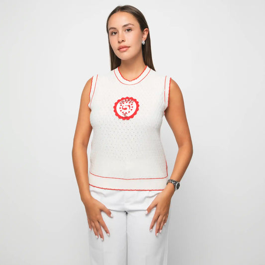 TOP CHANEL COLECCIÓN CRUCERO BLANCO/ROJO 2022