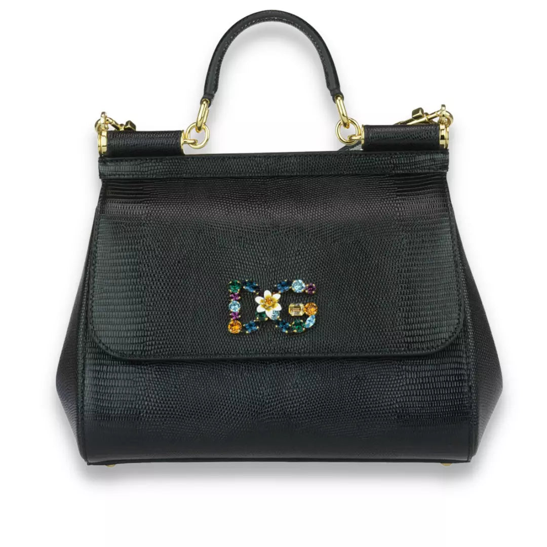 Dolce & Gabbana Black Crystal Sicily Bag