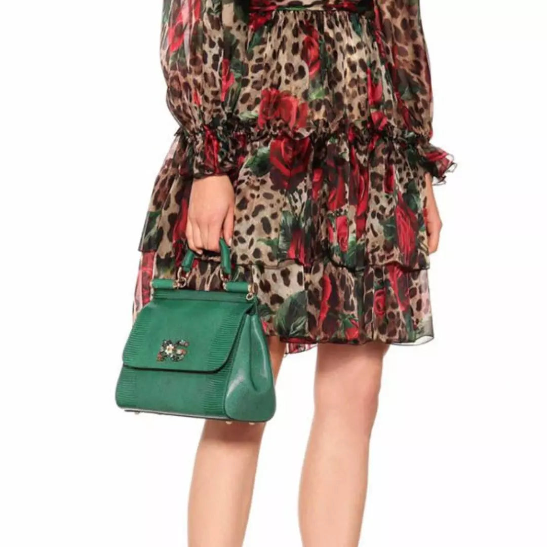 DOLCE & GABBANA GREEN CRYSTAL SICILY BAG