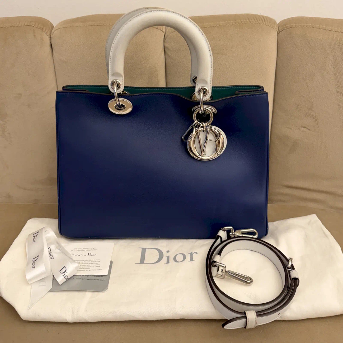 DIOR TRICOLOR BLUE/GREY/GREEN DIORISSIMO BAG
