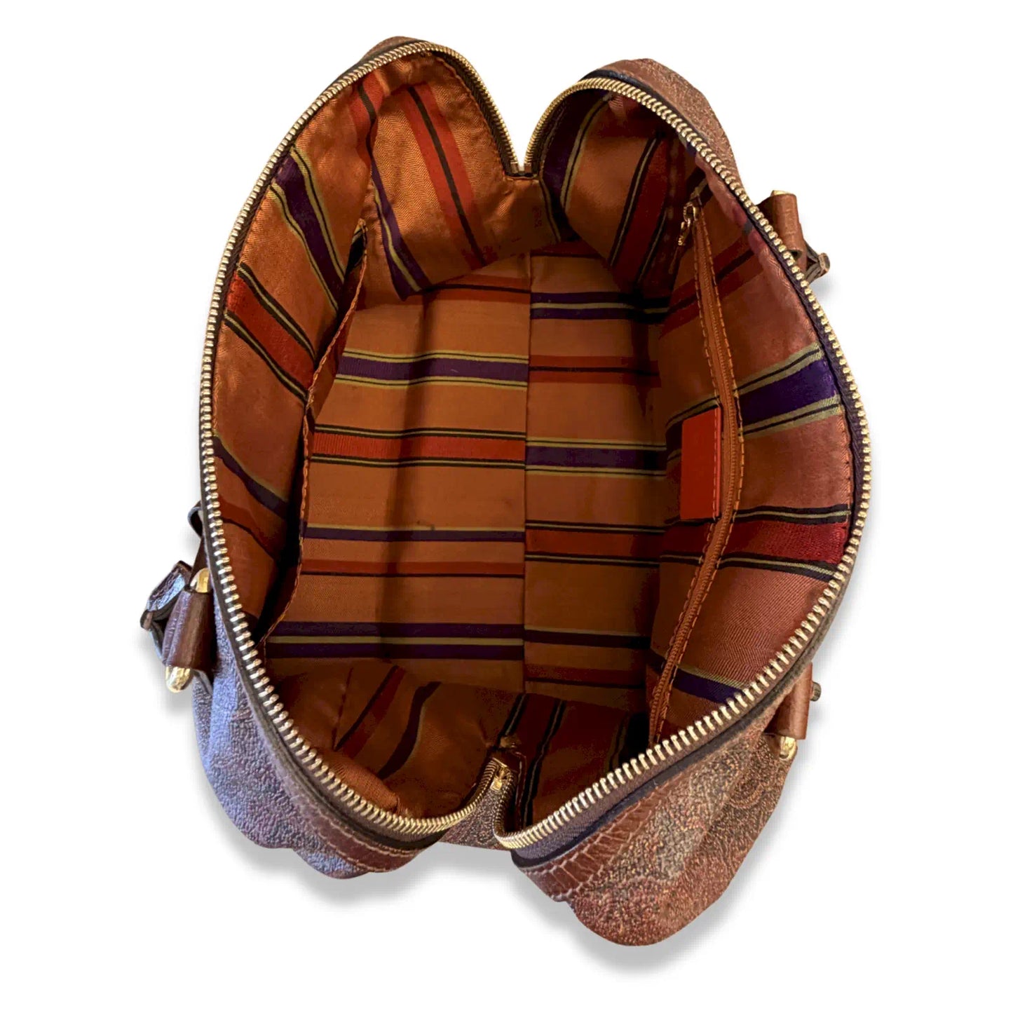 ETRO FLORAL PAISLEY PRINT LEATHER HANDLE BOWLING BAG
