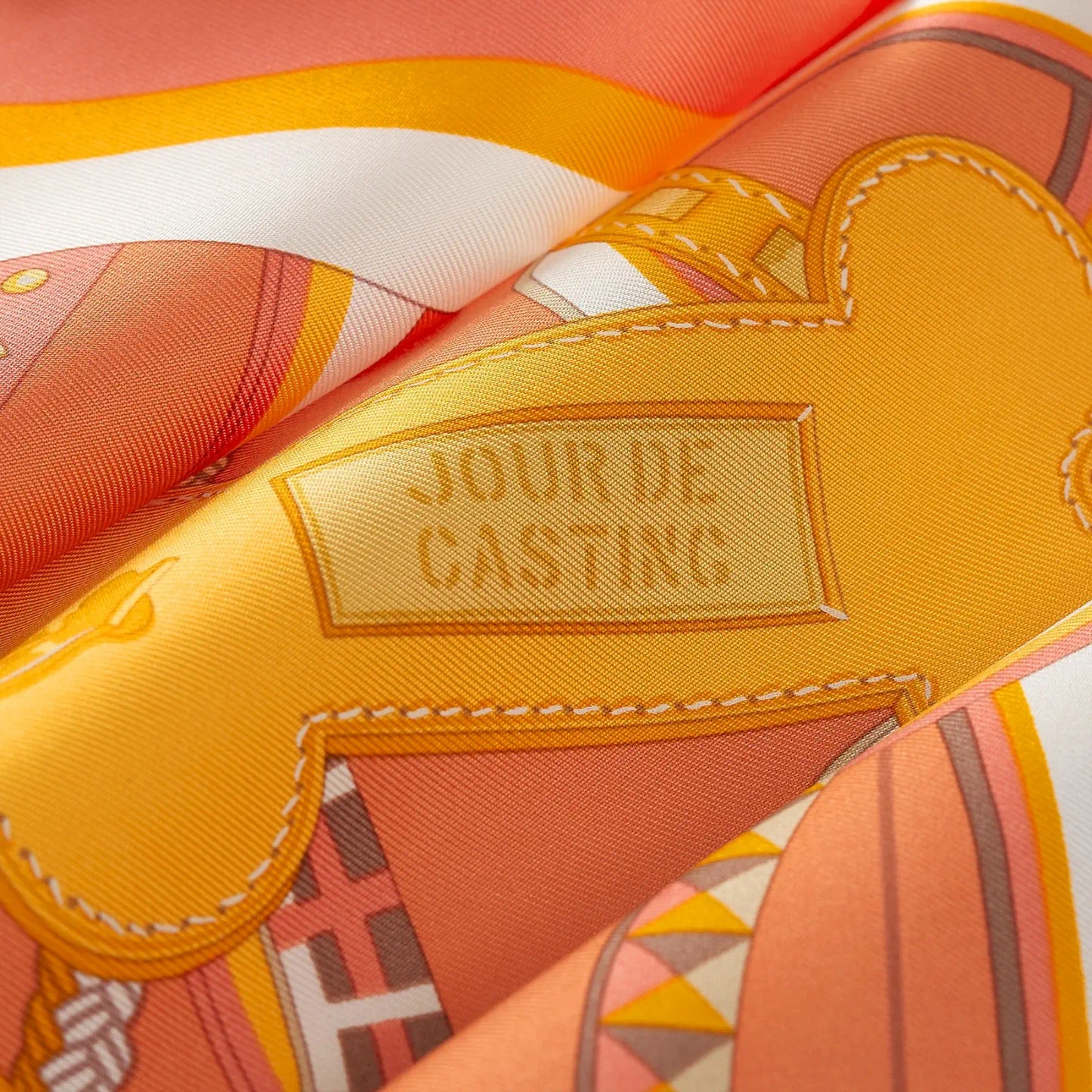 HERMÈS SAUMON BLANC SOLEIL JOUR DE CASTING 45 SCARF