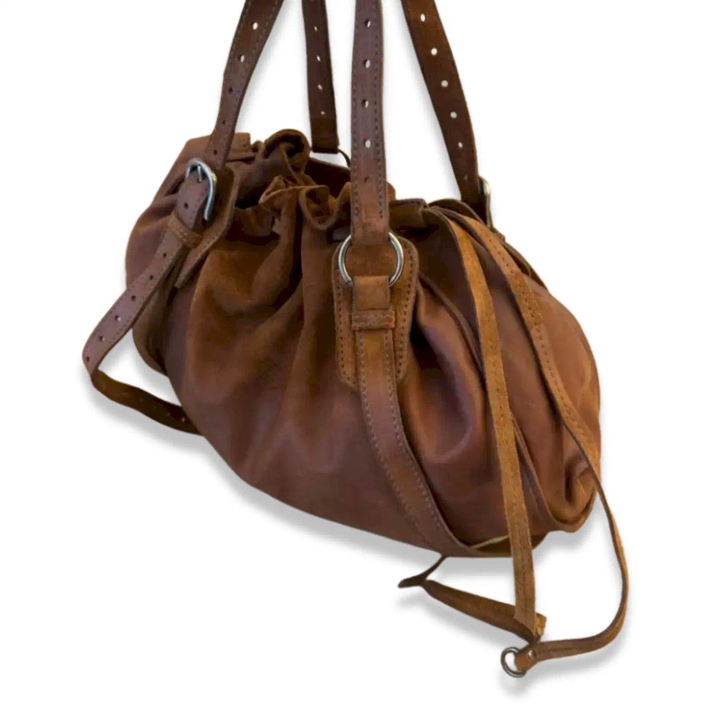 MIU MIU BROWN SUEDE SHOULDER BAG