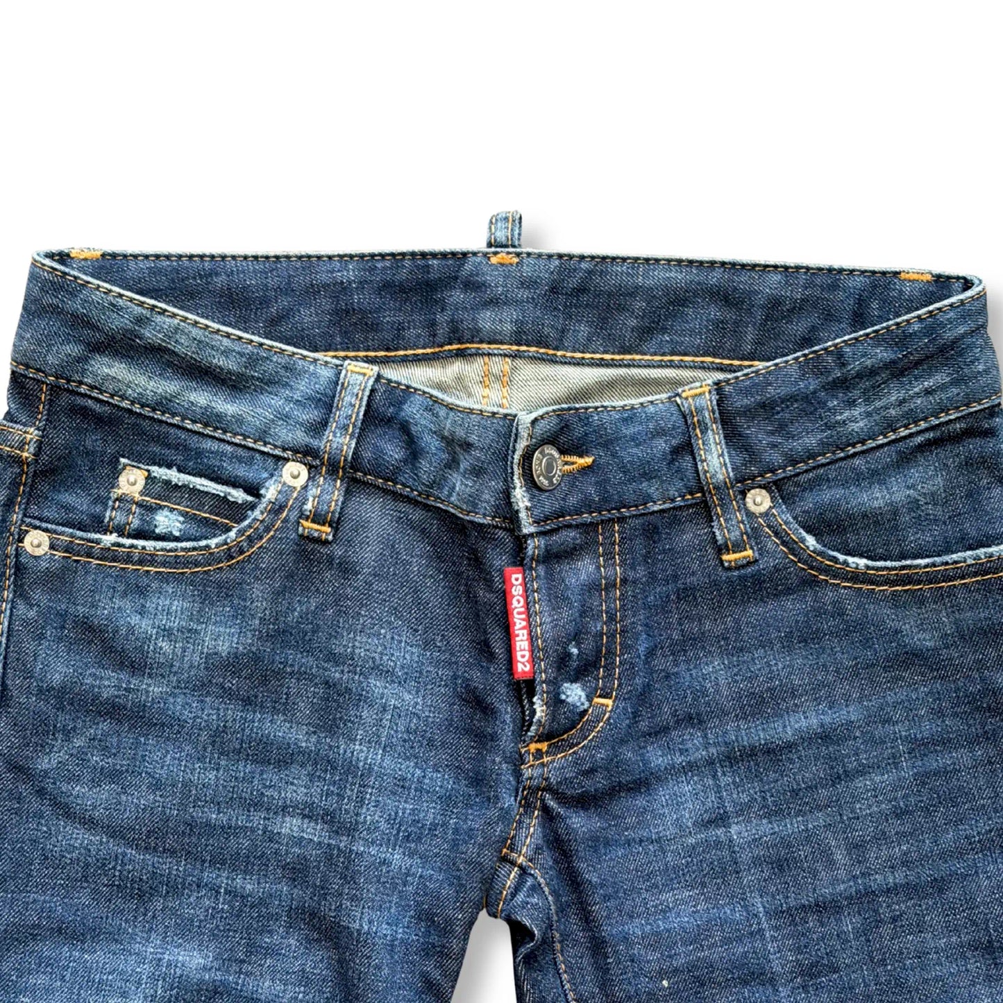 DSQUARED2 BLUE DENIM FLARED JEANS WITH CONTRAST HEM