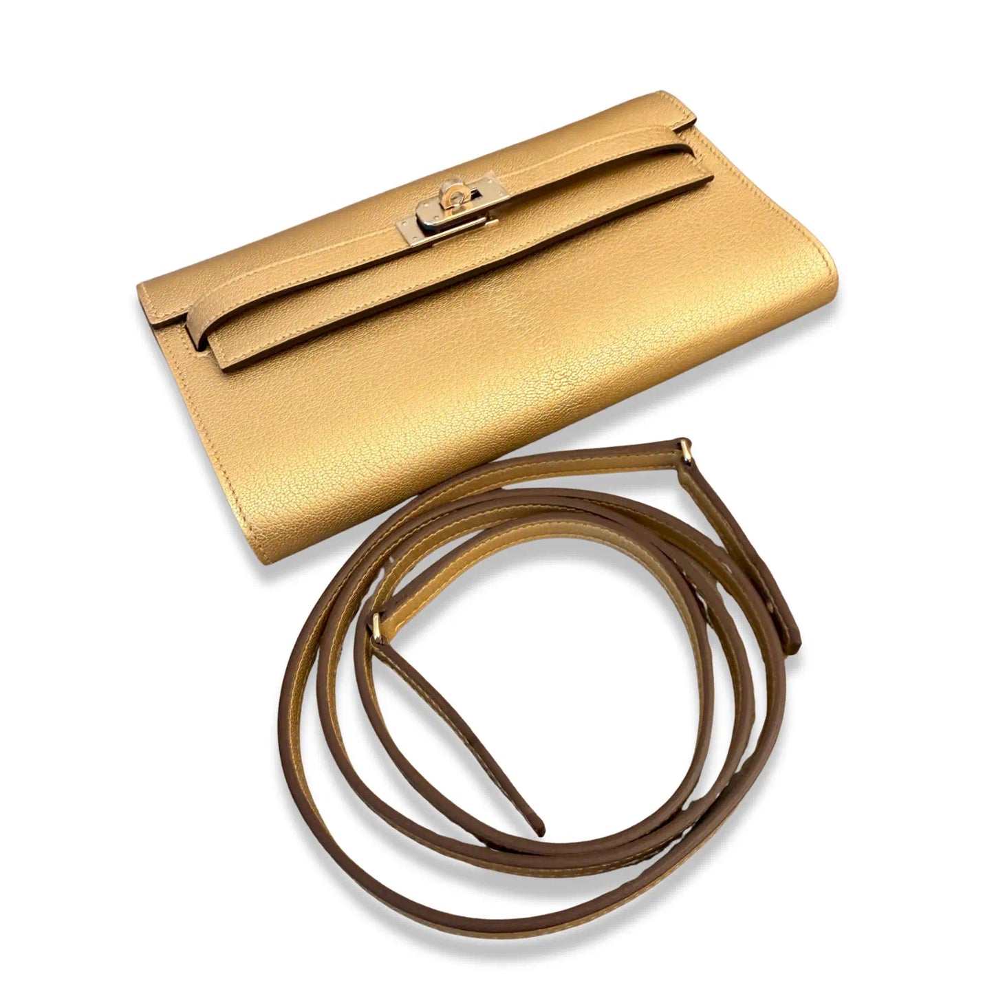 HERMÈS KELLY TO GO DORÉE PERMABRASS
