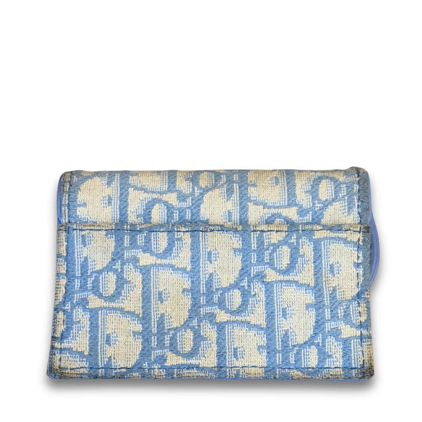 DIOR BLUE OBLIQUE SADDLE COMPACT WALLET