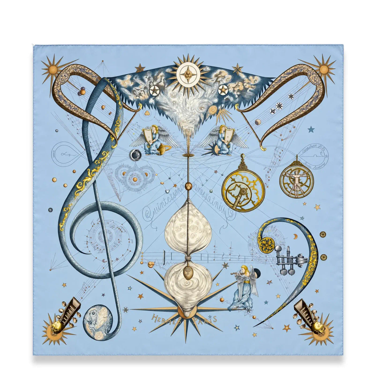 HERMÈS BLUE QUINTESSENCE SILK SCARF