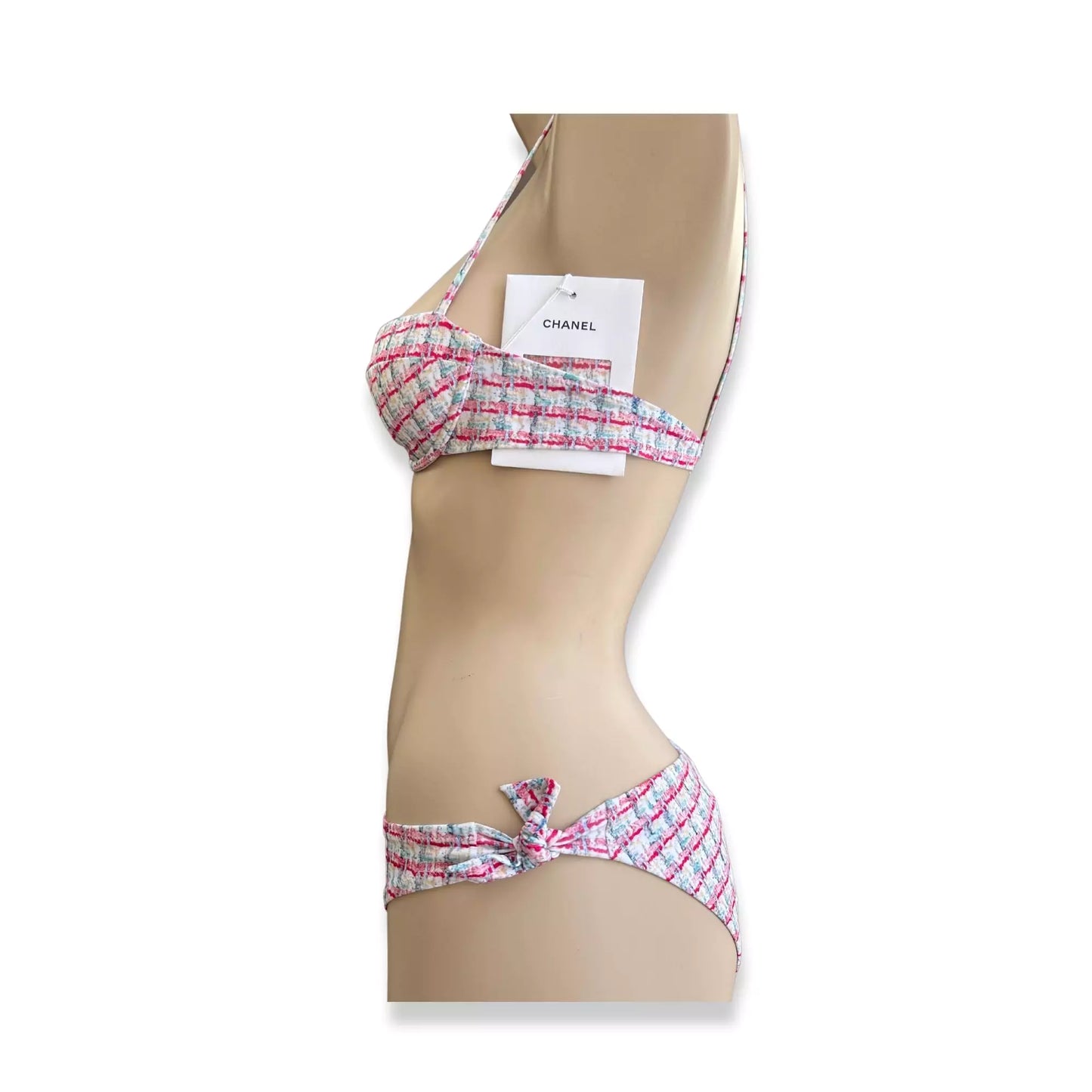 CHANEL WHITE/PINK SWIMSUIT TOP & BOTTOM