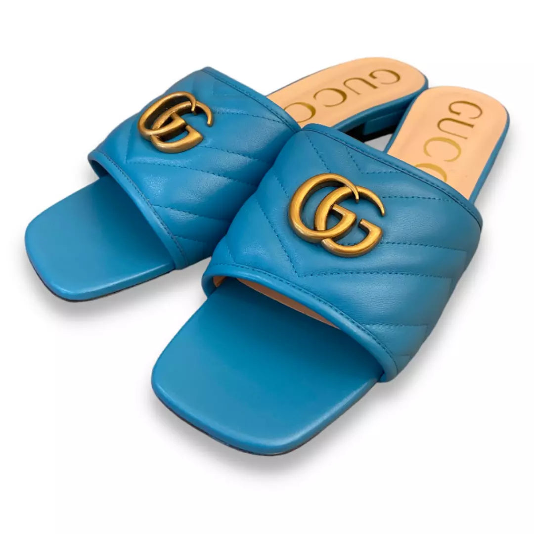 GUCCI BLUE GG SANDALS