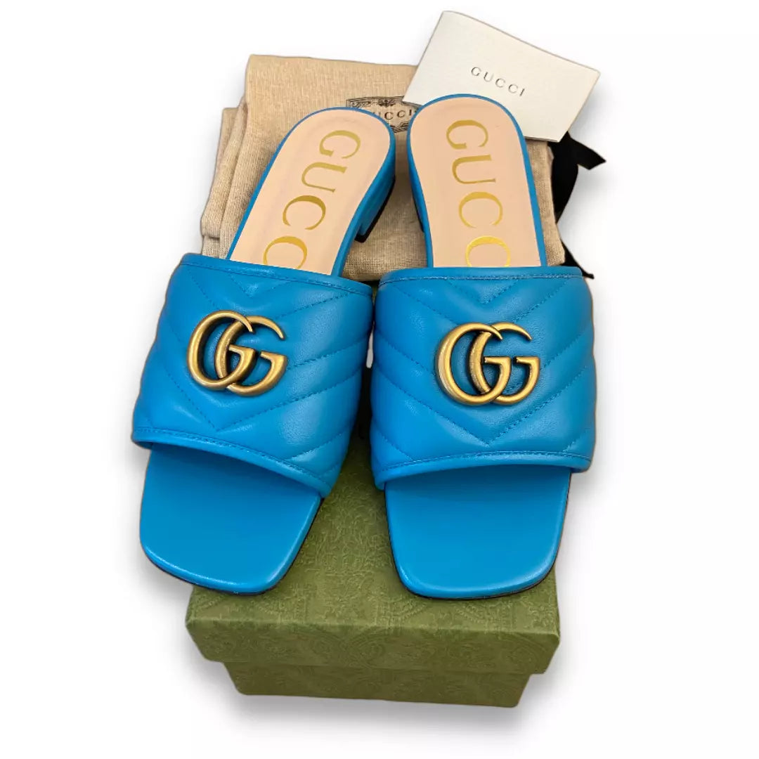 GUCCI BLUE GG SANDALS