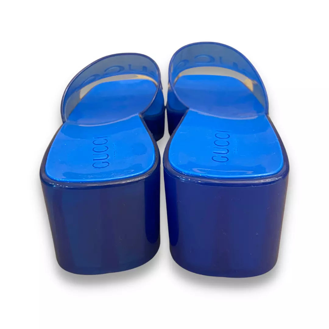 GUCCI BLUE RUBBER SANDALS