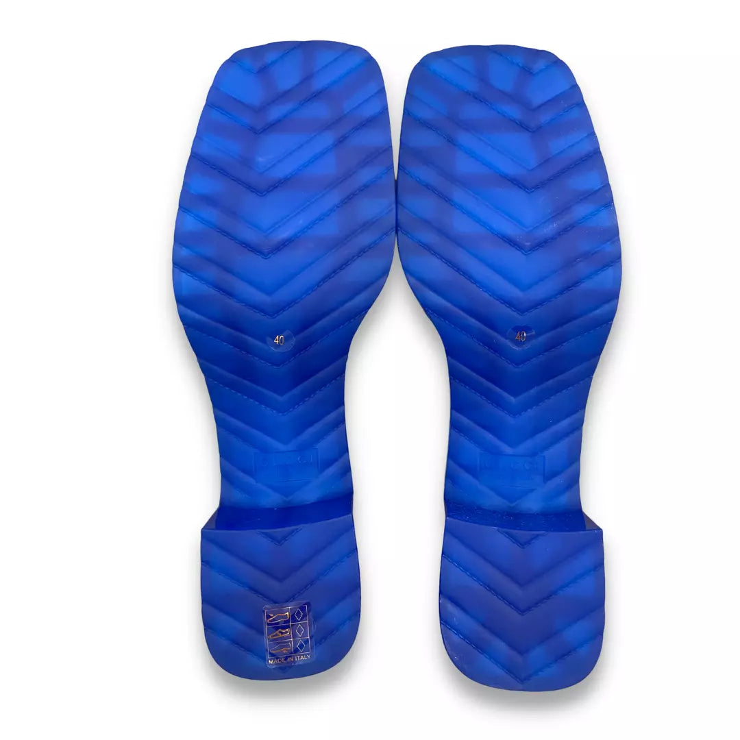 GUCCI BLUE RUBBER SANDALS