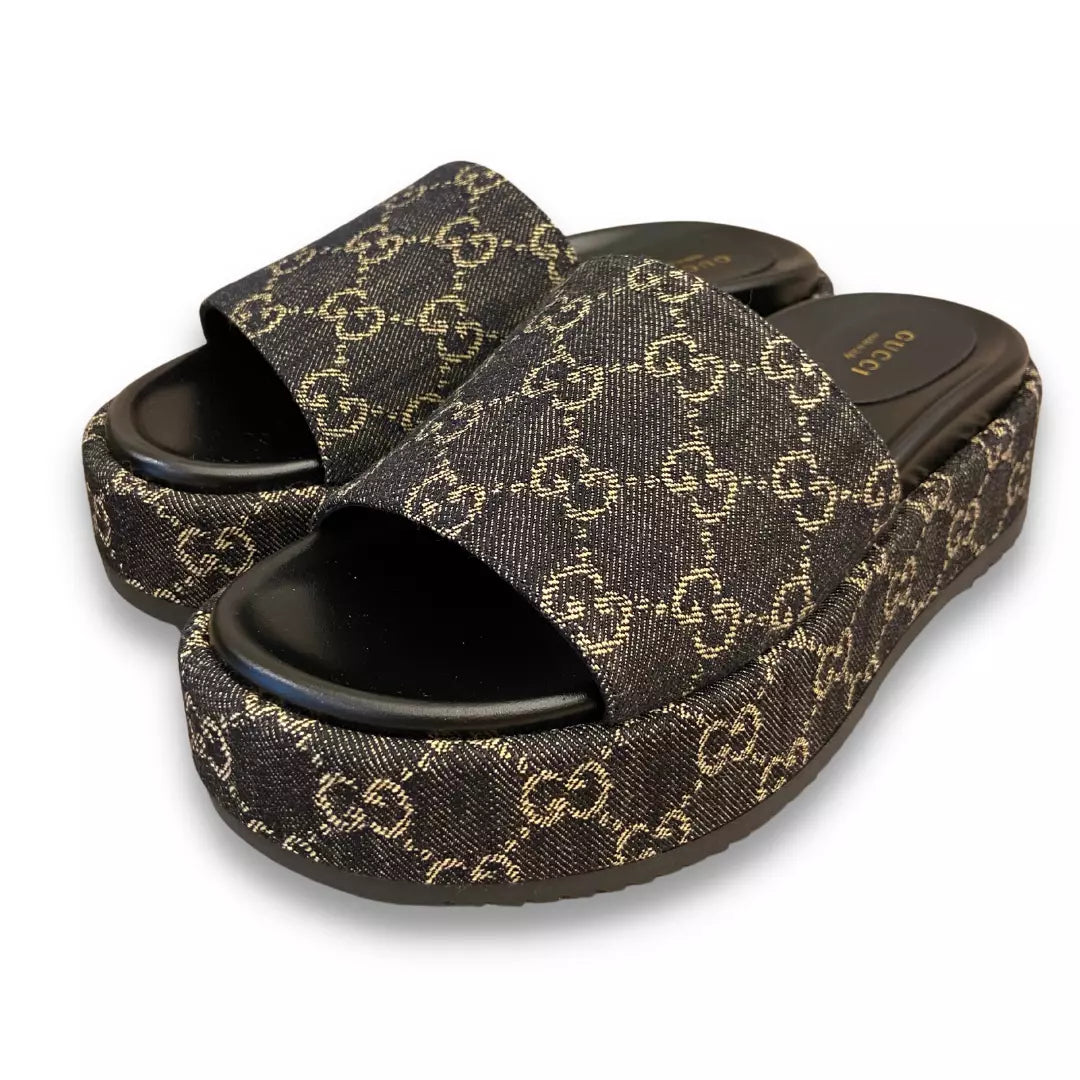 GUCCI GG MONOGRAM SLIDE SANDALS