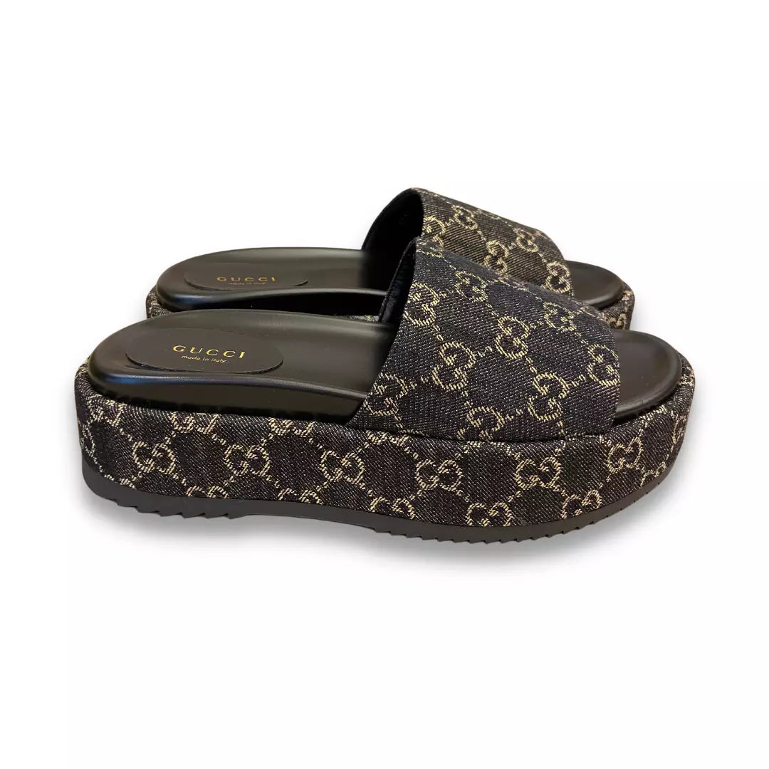 GUCCI GG MONOGRAM SLIDE SANDALS