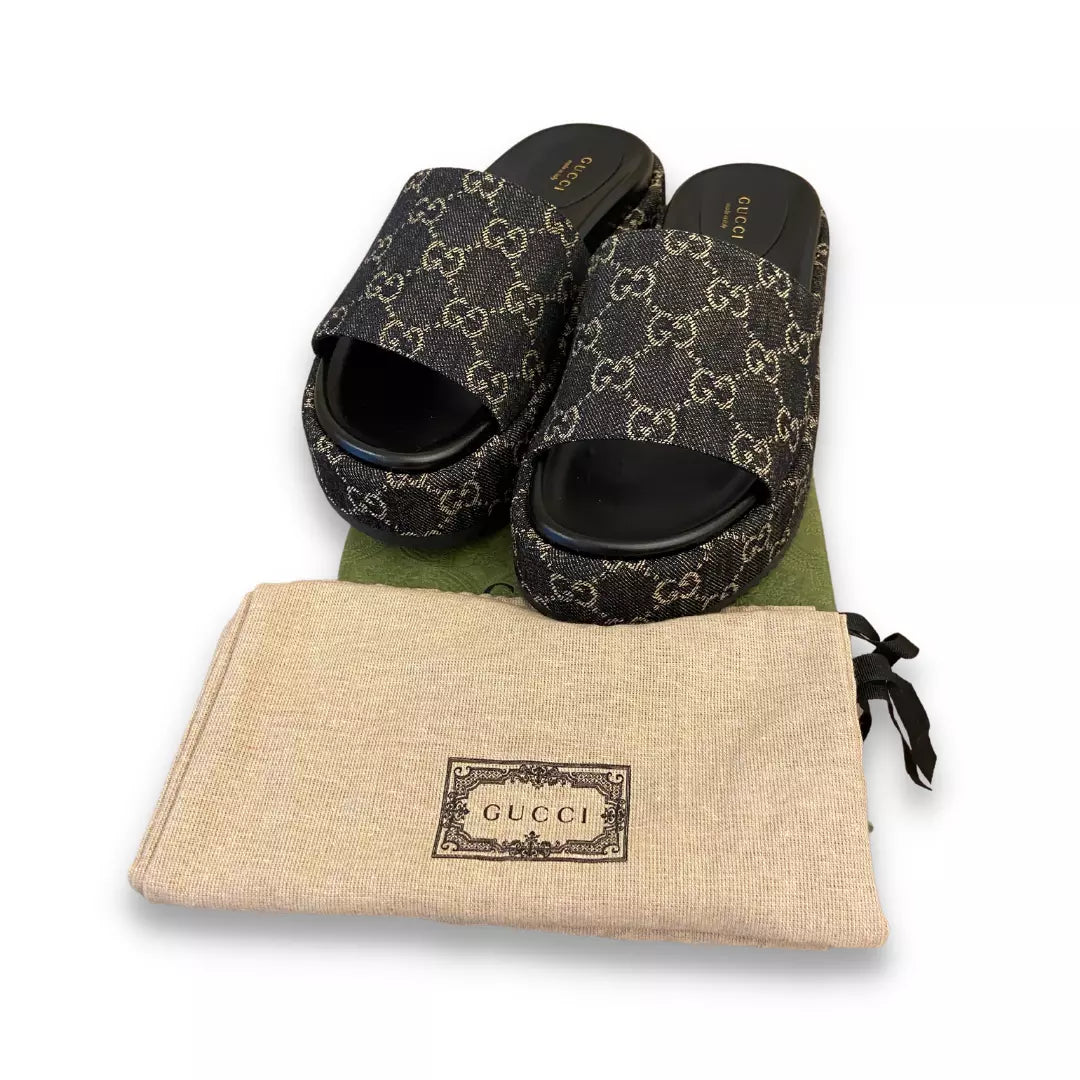 GUCCI GG MONOGRAM SLIDE SANDALS