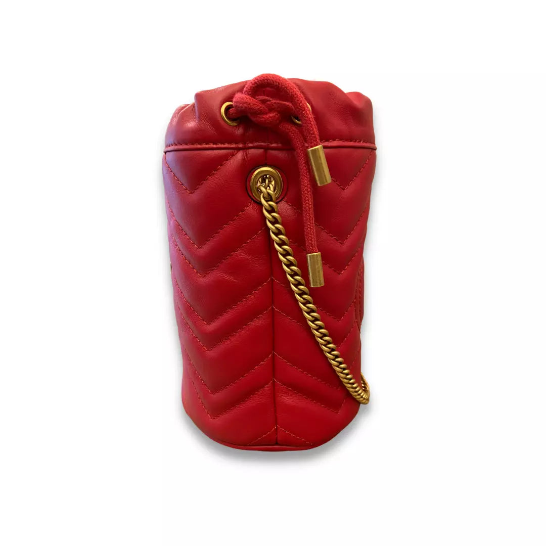 GUCCI RED MARMONT MINI BUCKET BAG