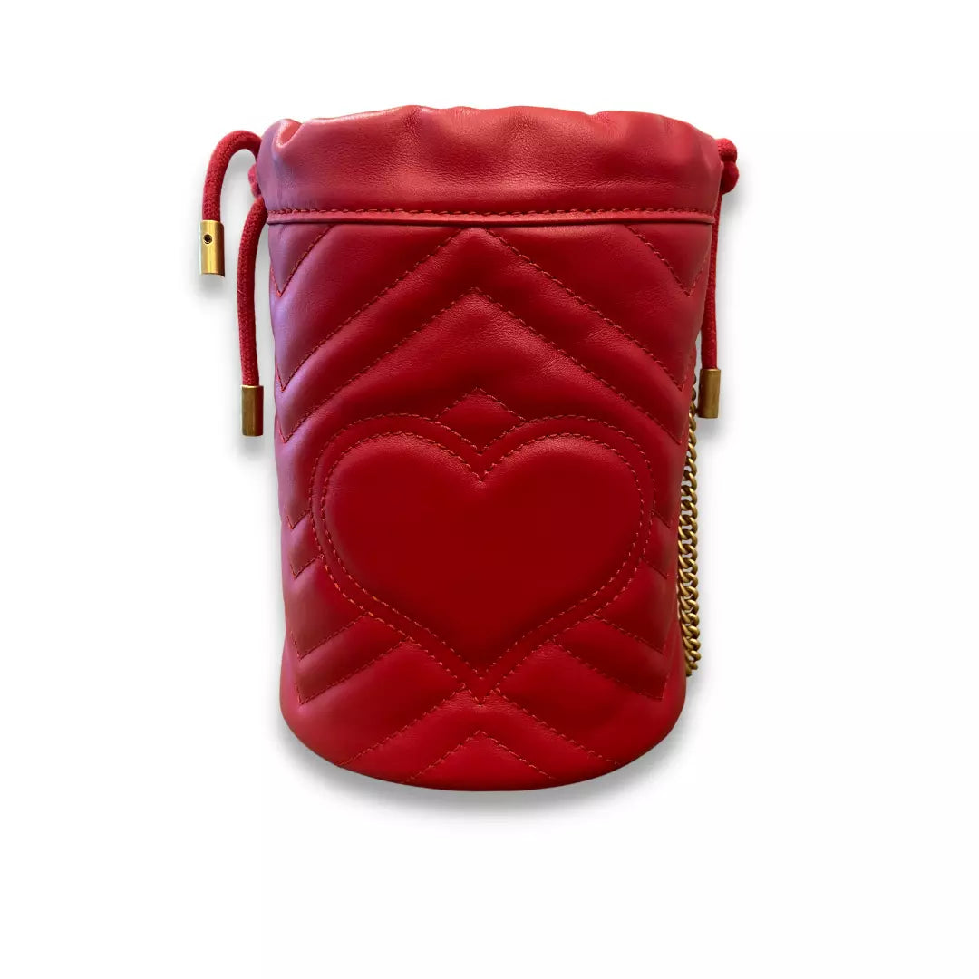 GUCCI RED MARMONT MINI BUCKET BAG