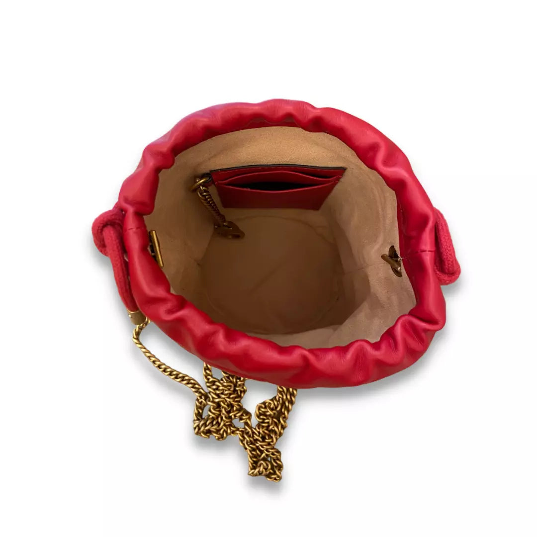 GUCCI RED MARMONT MINI BUCKET BAG