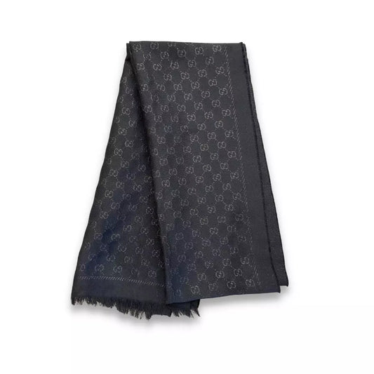 GUCCI BLACK WOOL SCARF