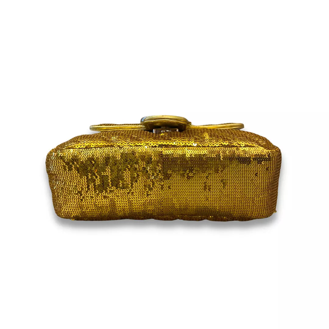 GUCCI GOLD SEQUIN GG MARMONT BAG
