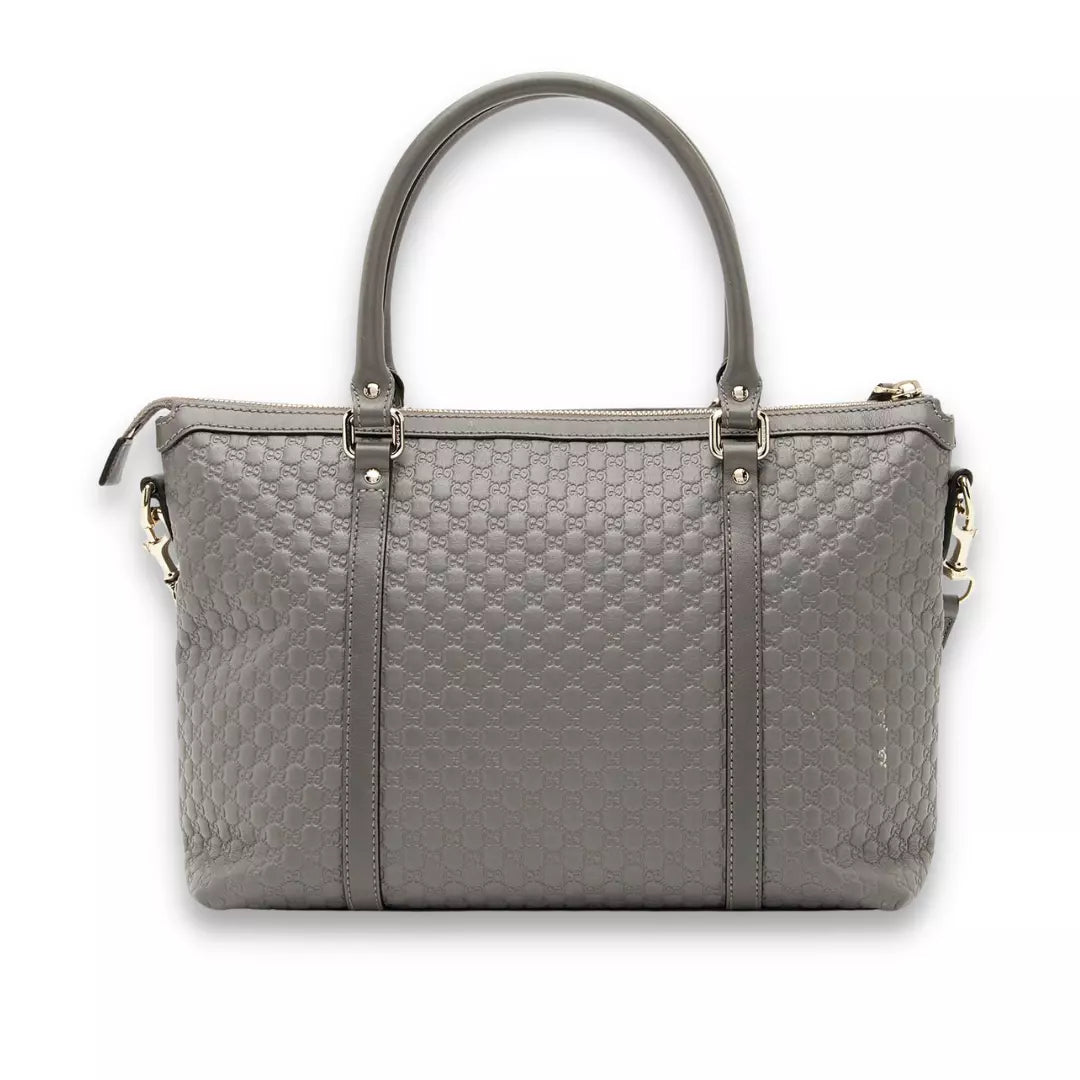 GUCCI GREY LEATHER MICROGUCCISIMO ABBEY BAG