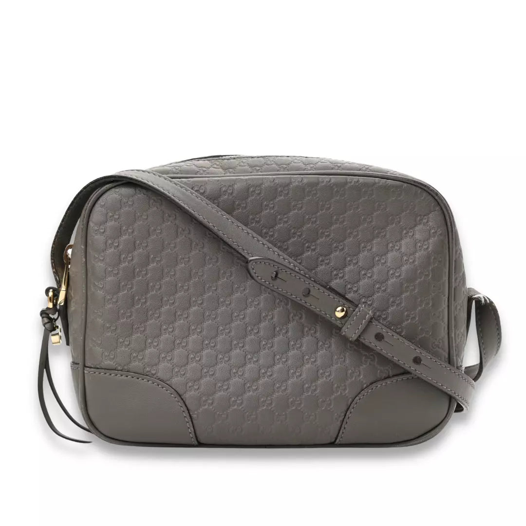 GUCCI GREY MICROGUCCISIMA MINI BREE MESSENGER BAG