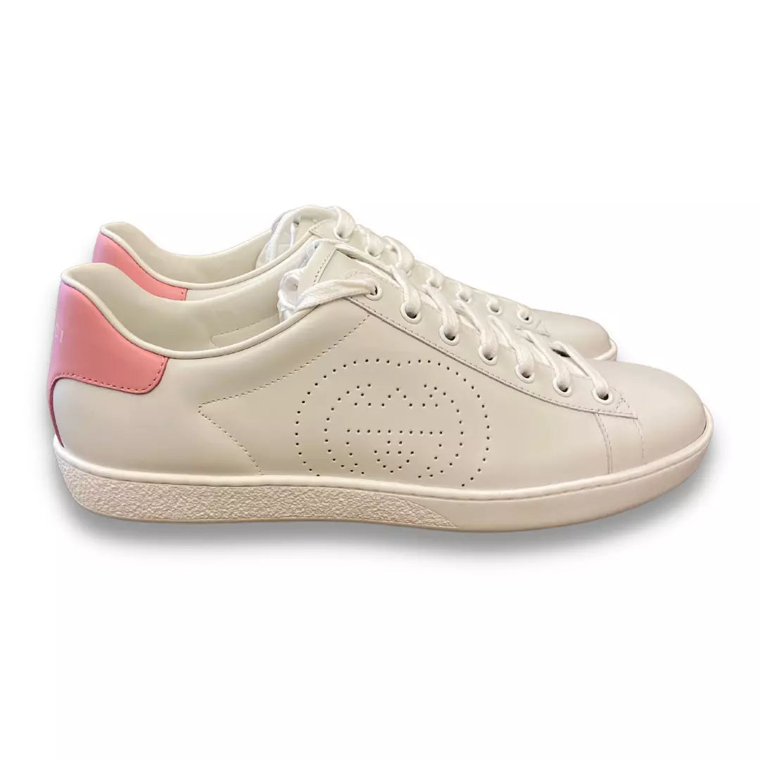 GUCCI WHITE/PINK ACE SNEAKERS