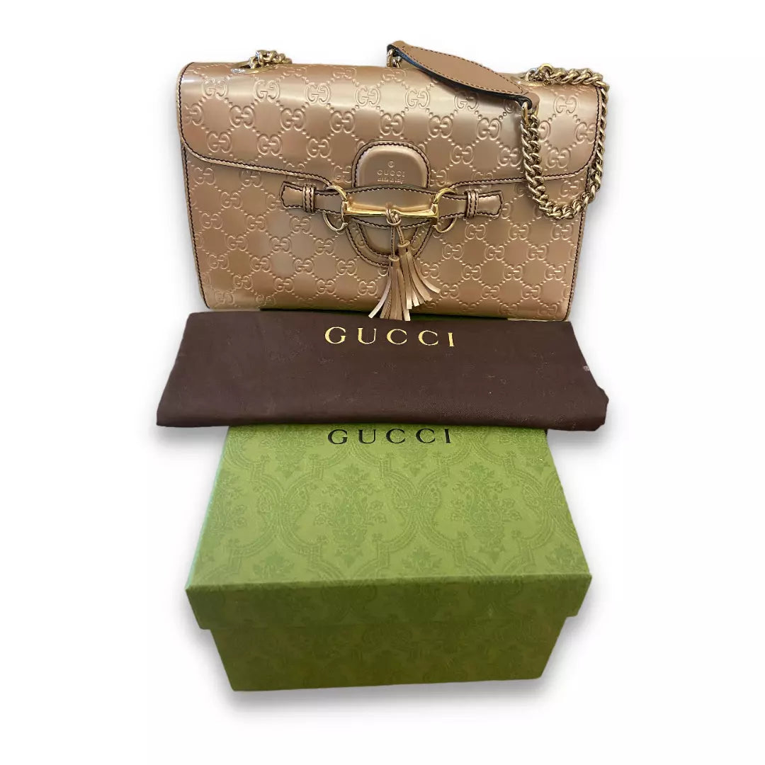 BOLSO METÁLICO CON MONOGRAMA ROSA DE GUCCI
