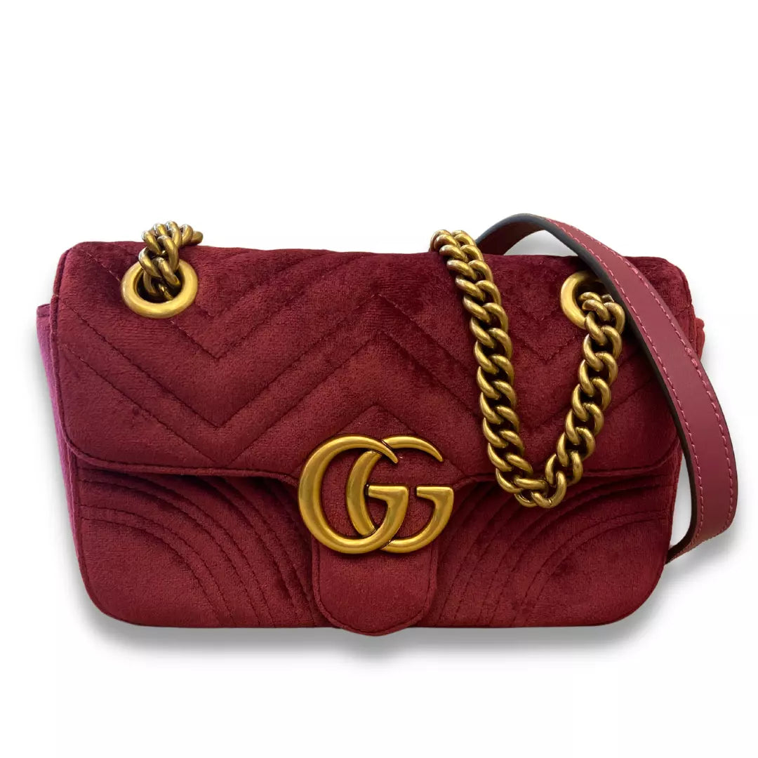 Gucci Red Metalassé Velvet GG Marmont Bag – EYE LUXURY CONCIERGE