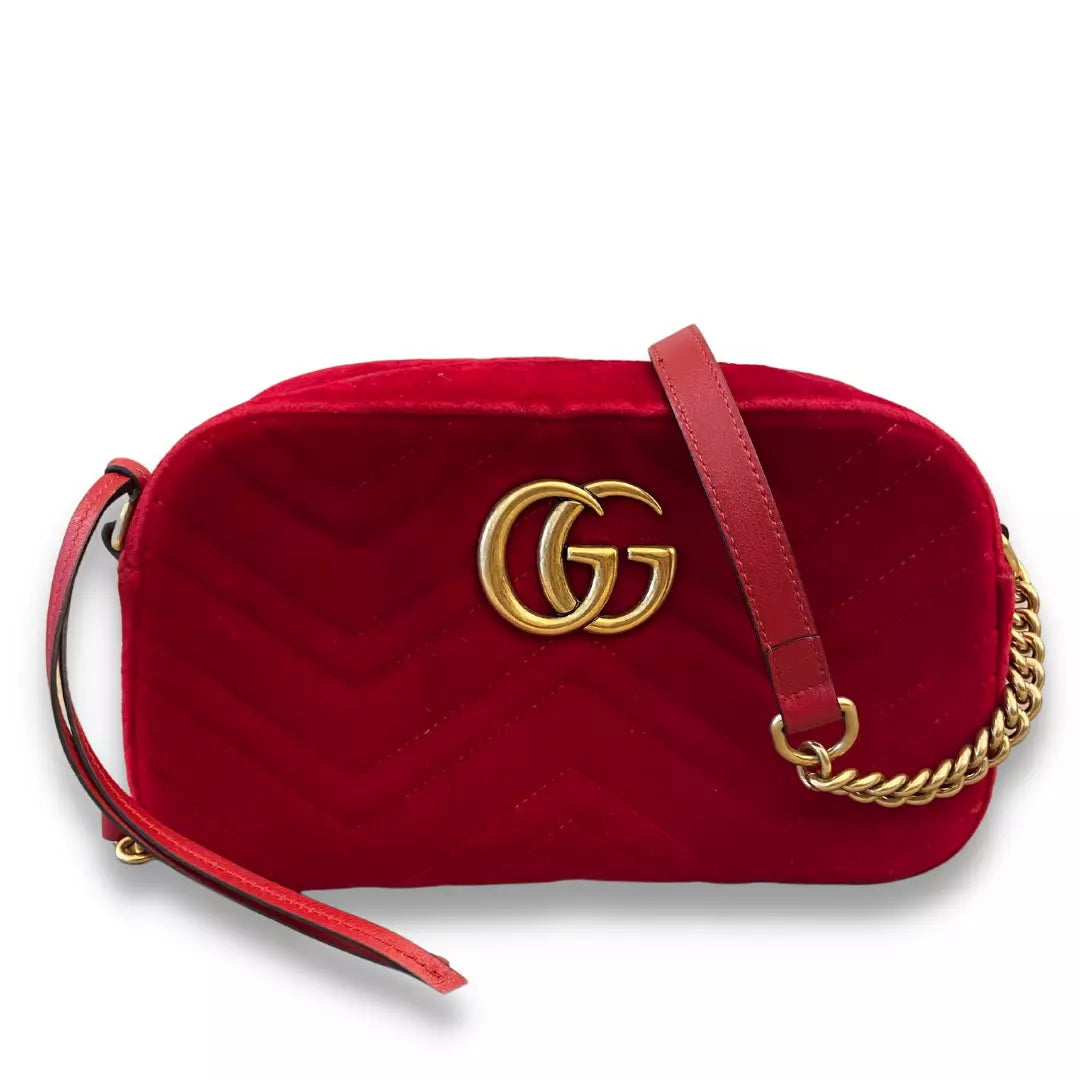 Gucci Red Velvet Small Marmont Bag