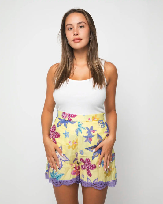 GUCCI YELLOW FLORAL CRUISE COLLECTION SHORTS