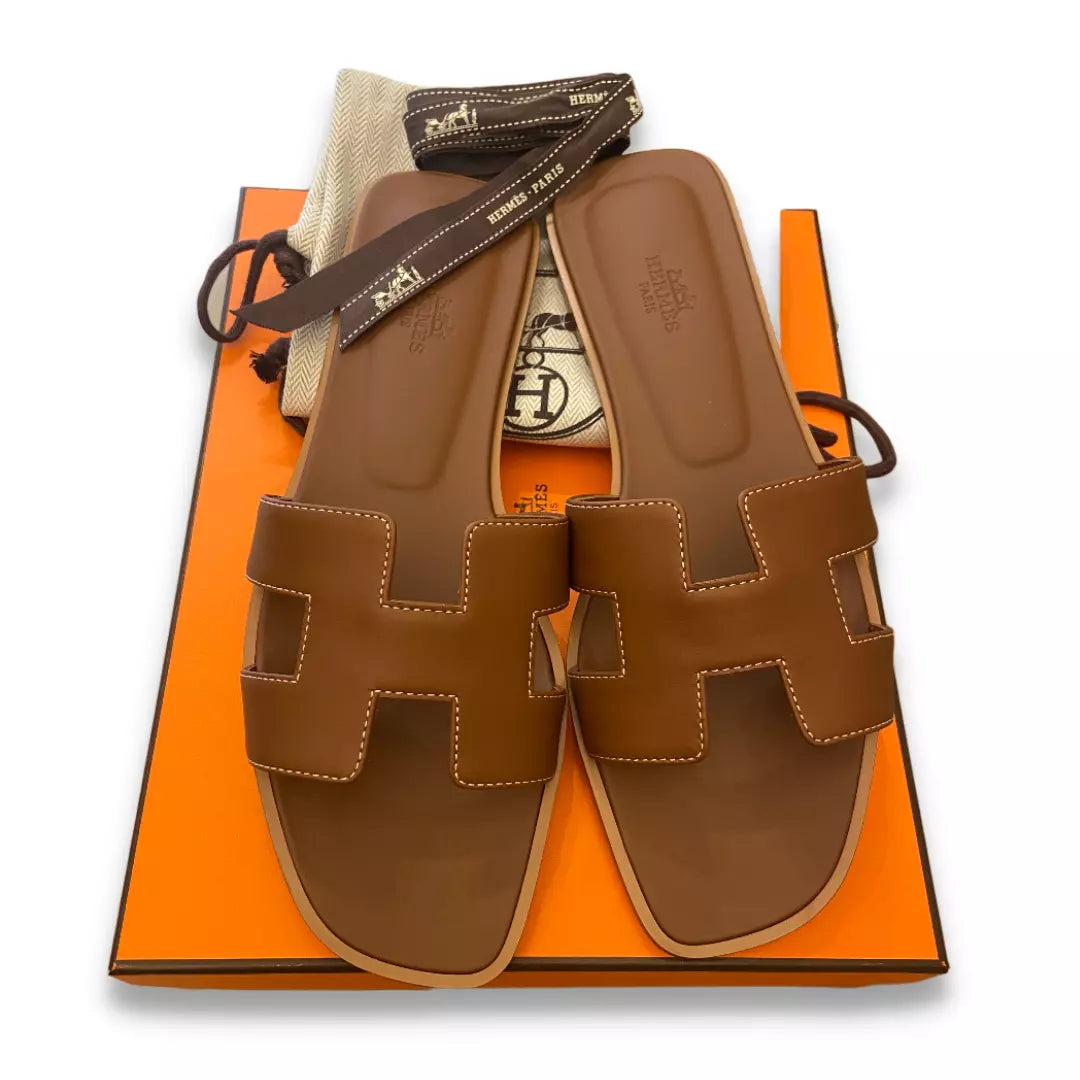 Sandalias Hermes Gold Orange