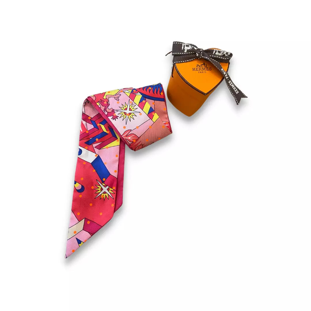 HERMÈS PINK PLUMETIS SILK TWILLY