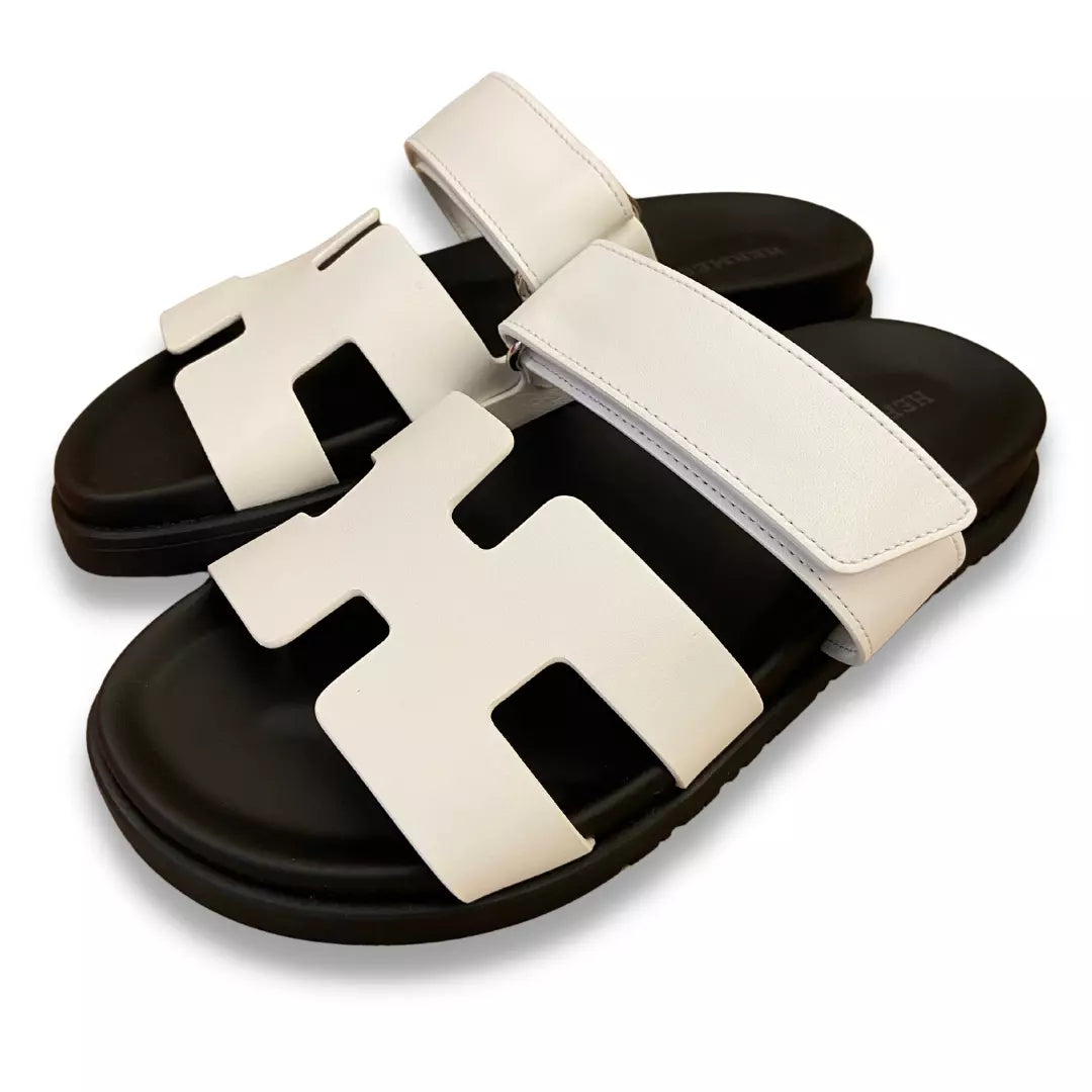 Chypre leather sandals Hermès White size 40 EU in Leather - 22974065
