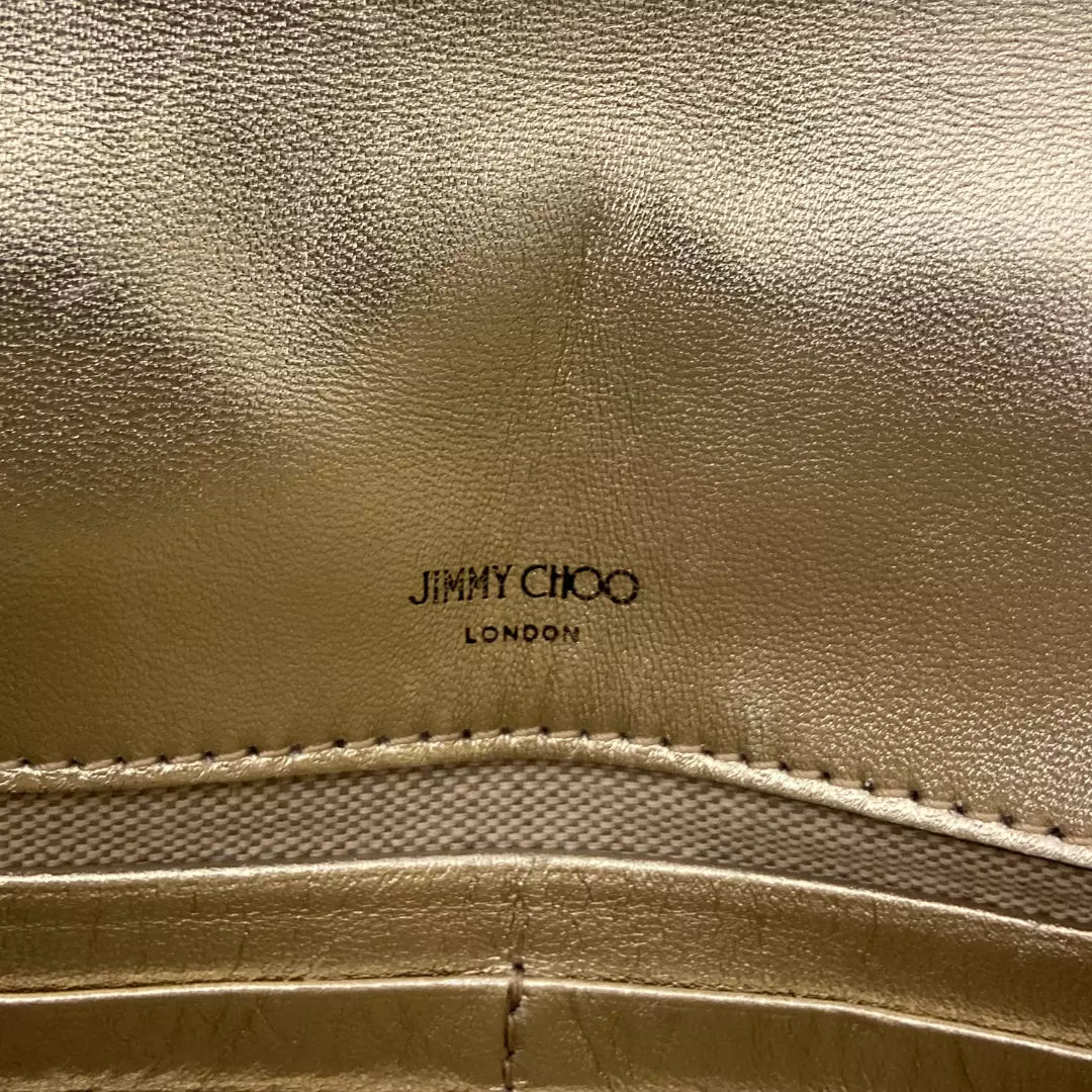 JIMMY CHOO GOLD AVENUE WALLET ON CHAIN BAG