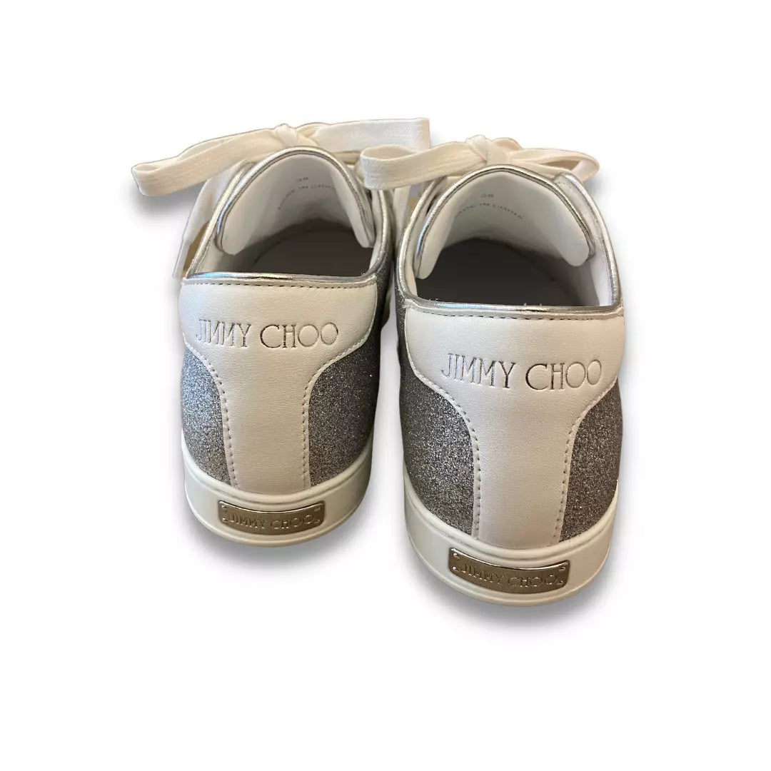 JIMMY CHOO SILVER GLITTER TRAINERS