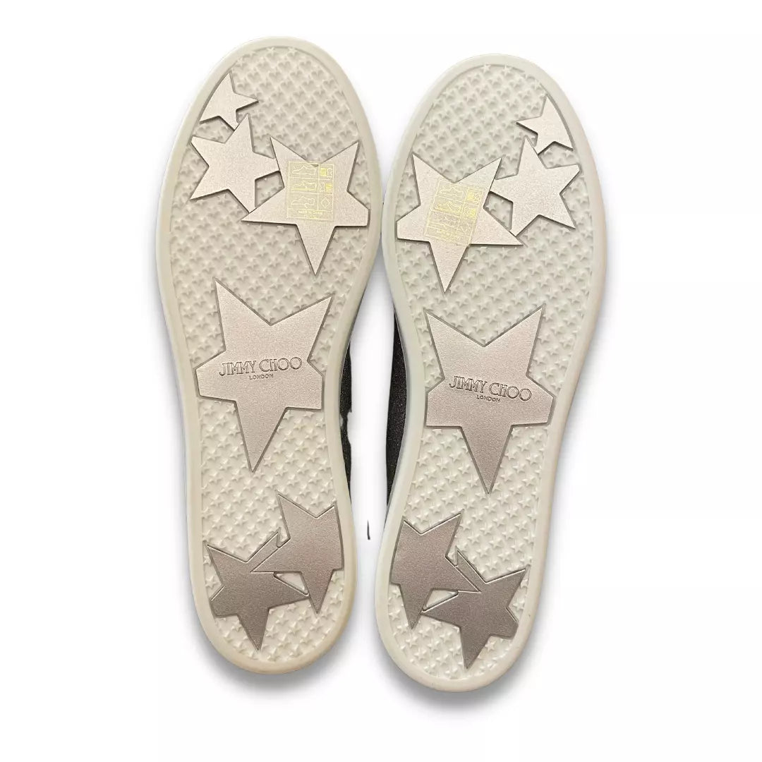 JIMMY CHOO SILVER GLITTER TRAINERS