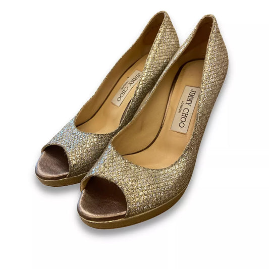 JIMMY CHOO GLITTER SANDAL HEELS
