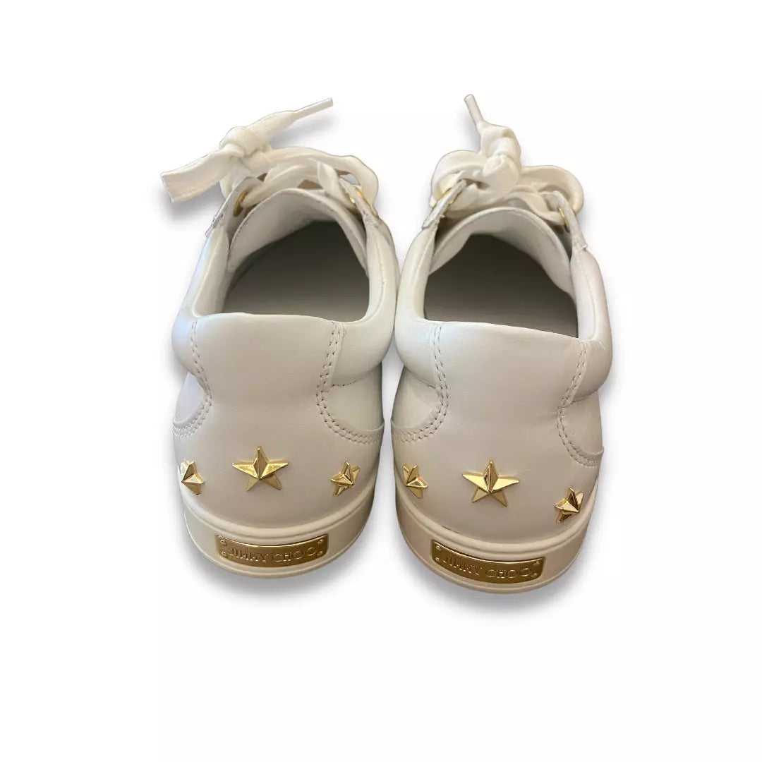 JIMMY CHOO WHITE CALF TRAINERS W/STARS