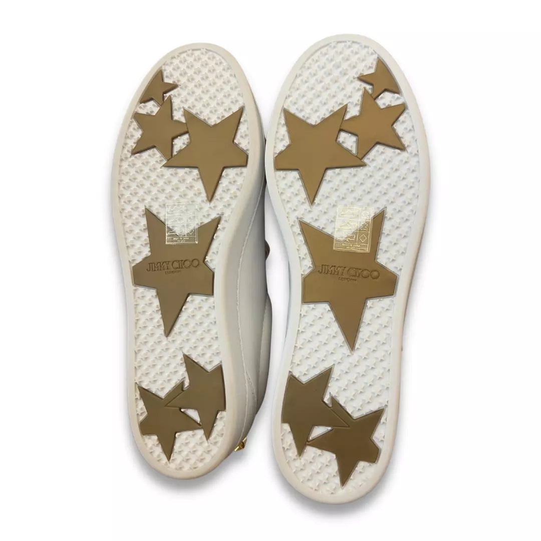 JIMMY CHOO WHITE CALF TRAINERS W/STARS