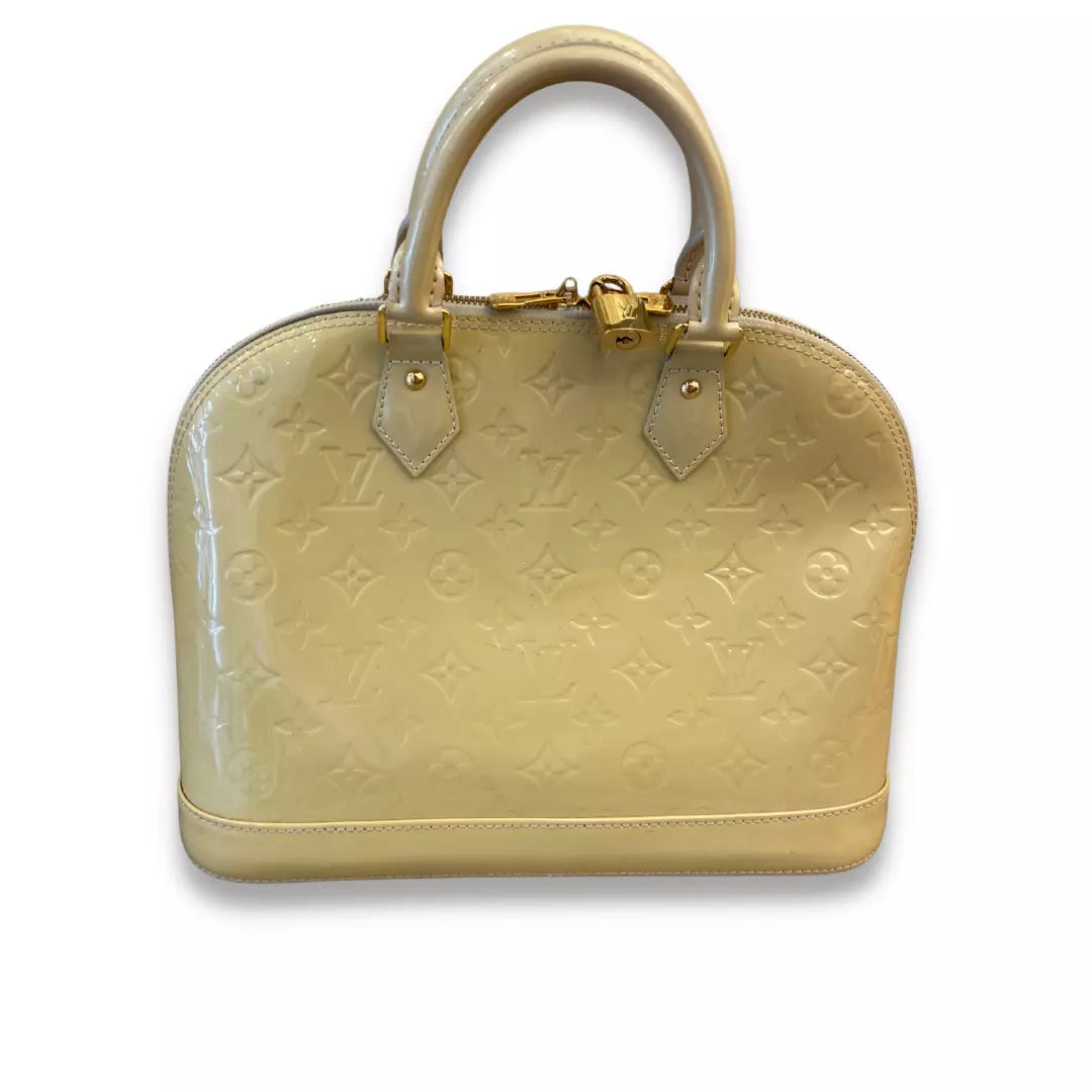 Louis Vuitton Beige Patent Leather Alma PM Bag