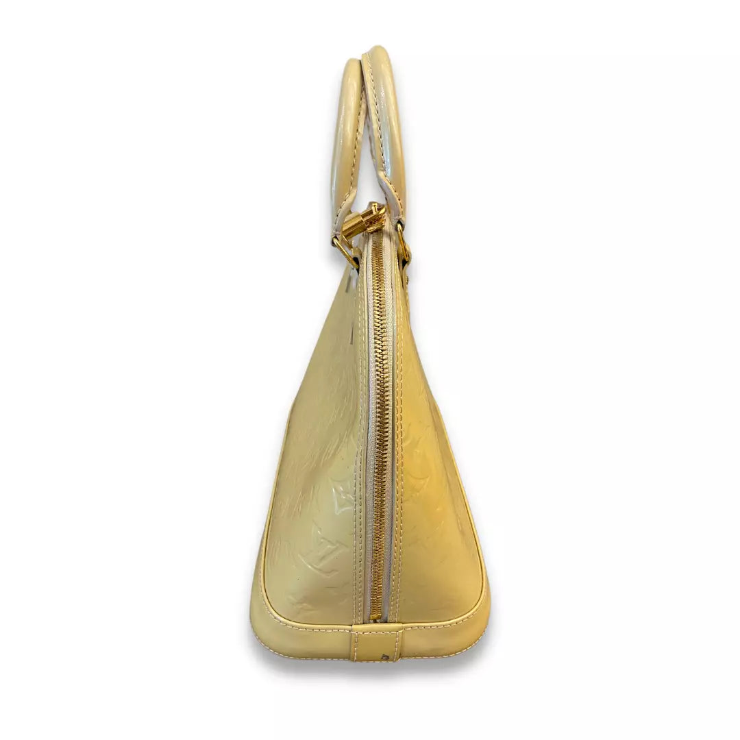 Louis Vuitton Beige Patent Leather Alma PM Bag