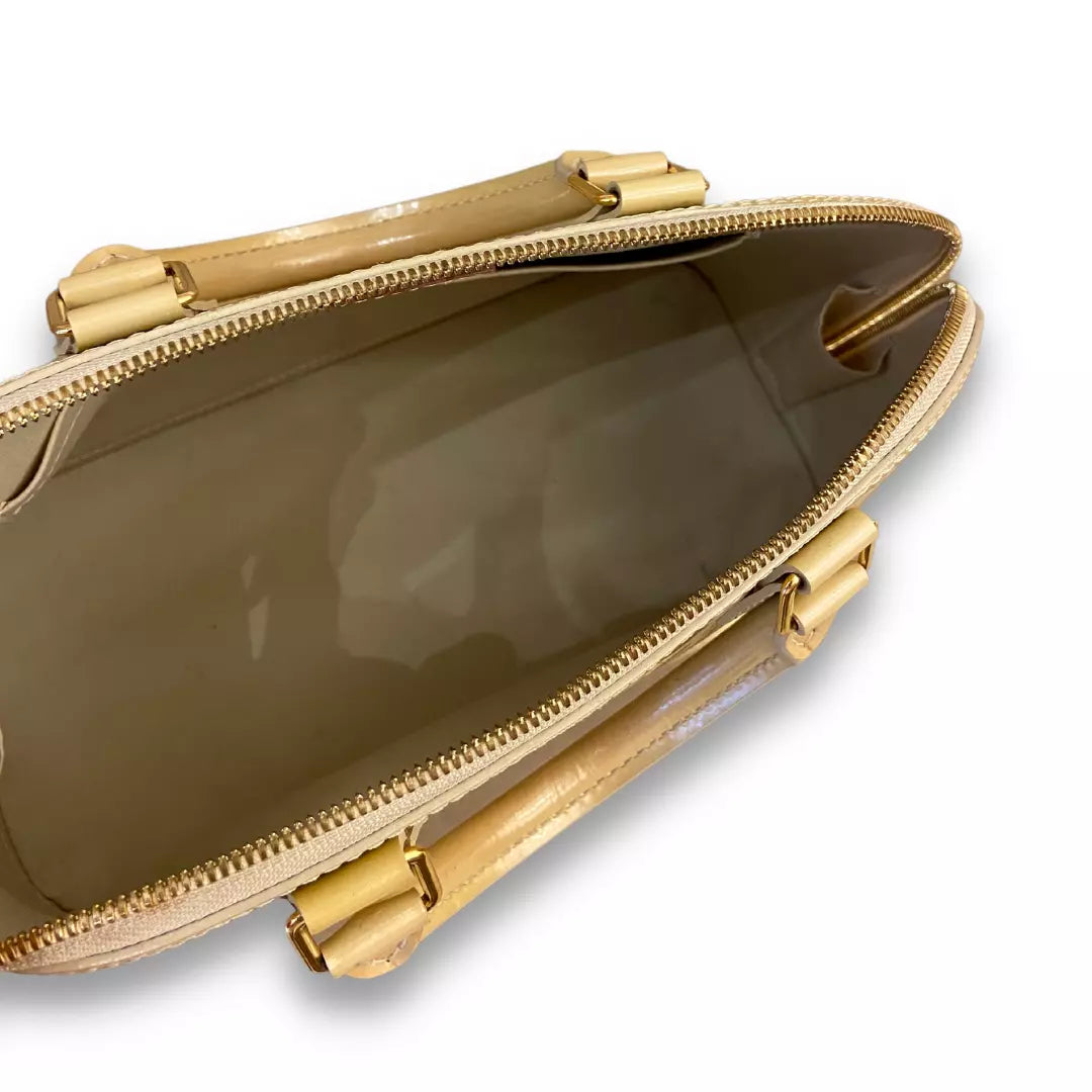 Louis Vuitton Beige Patent Leather Alma PM Bag